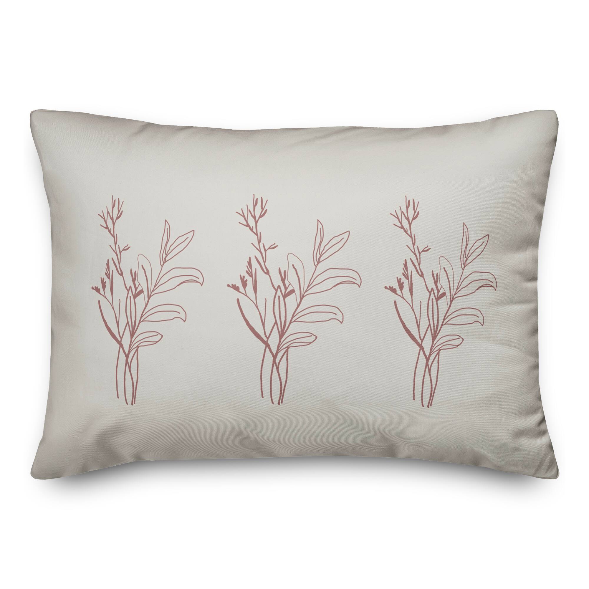 Floral Two Tone 14" x 20" Throw Pillow